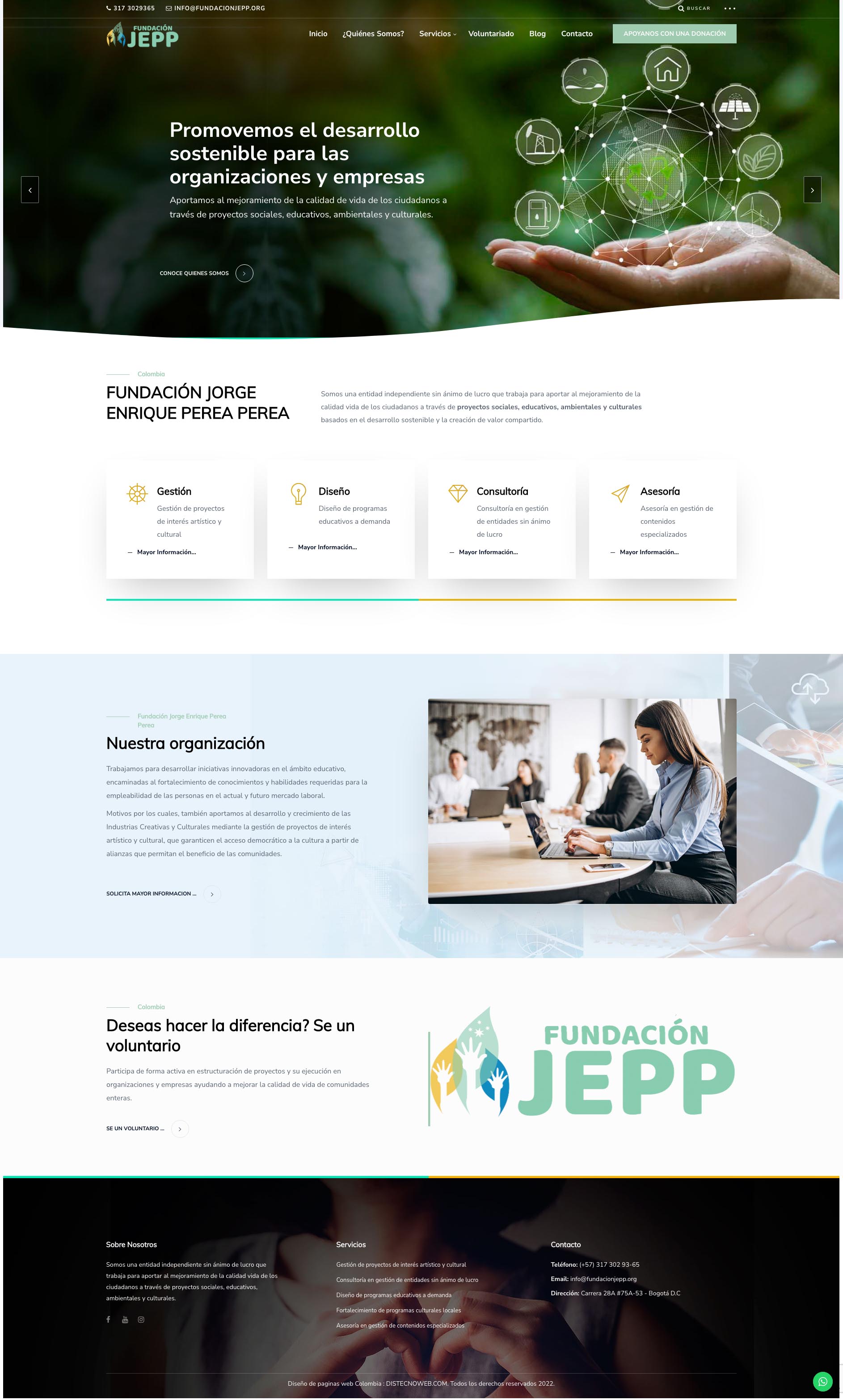 Sitio WordPress Fundación Jepp. portafolio WordPress Colombia