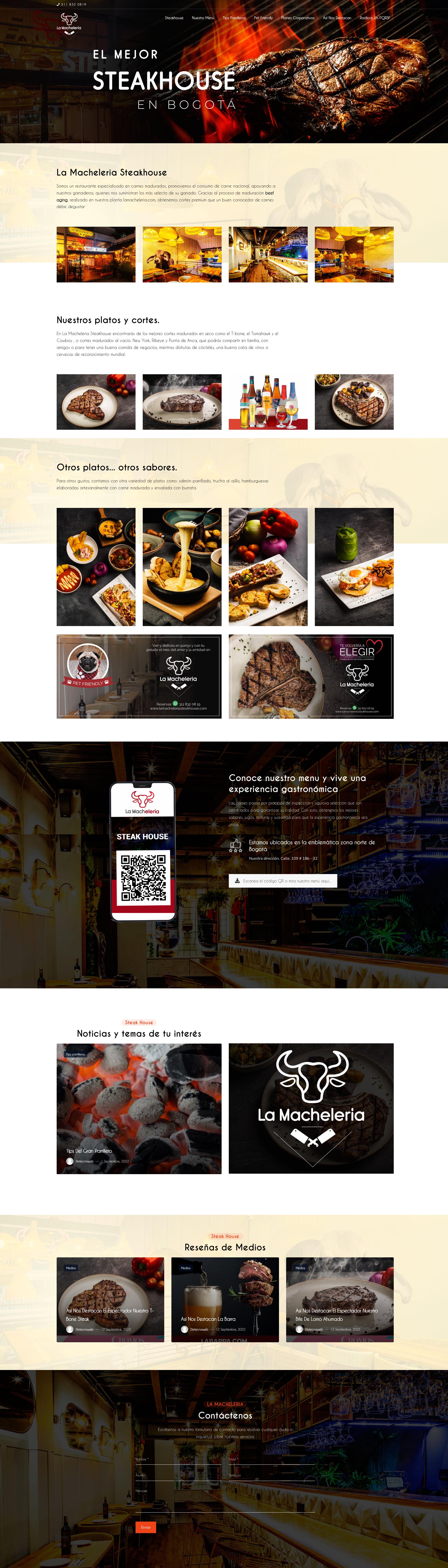 Sitio WordPress La Macheleria Steakhouse. portafolio WordPress Colombia