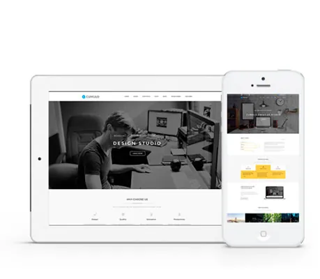 Tableta y smartphone mostrando el mismo sitio web adaptado a cada pantalla