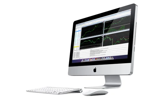 iMac mostrando gráficas de estadísticas en pantalla