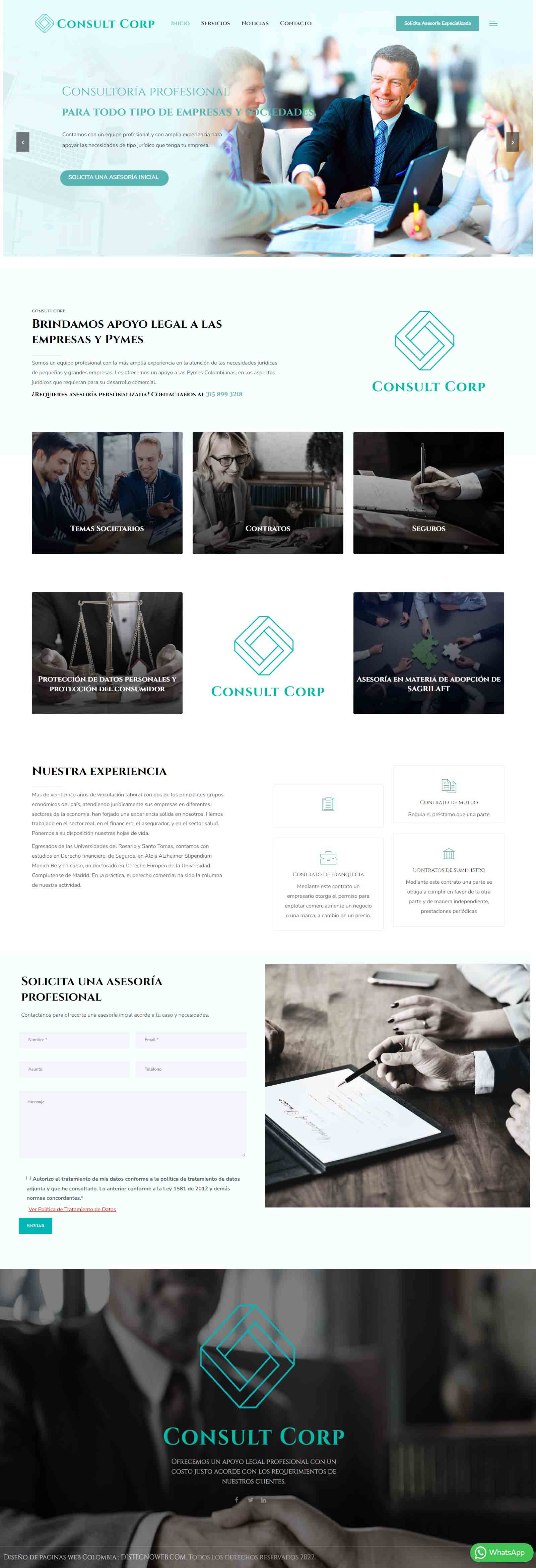 Sitio WordPress Consultorialegalcorporativa. portafolio WordPress Colombia