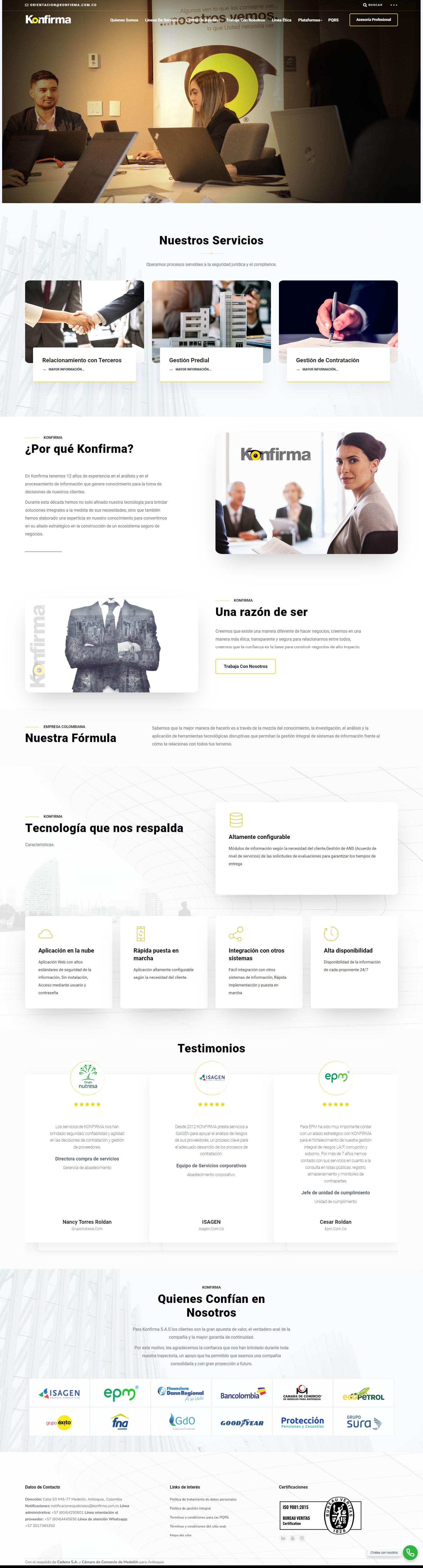 Sitio WordPress konfirma. portafolio WordPress Colombia