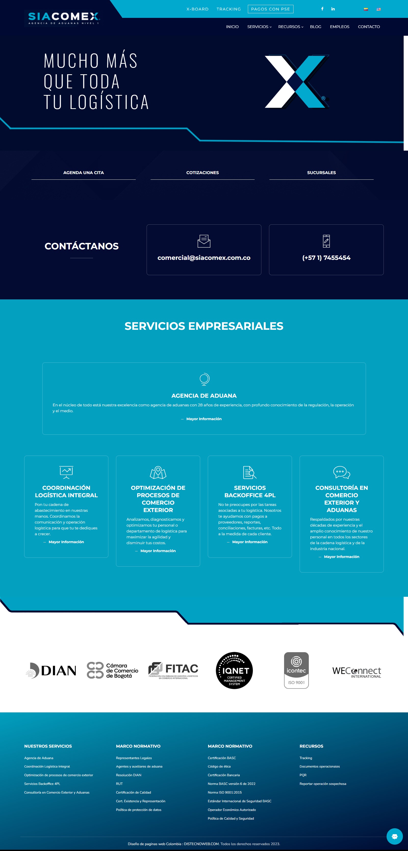 Sitio WordPress Sia Comex. portafolio WordPress Colombia