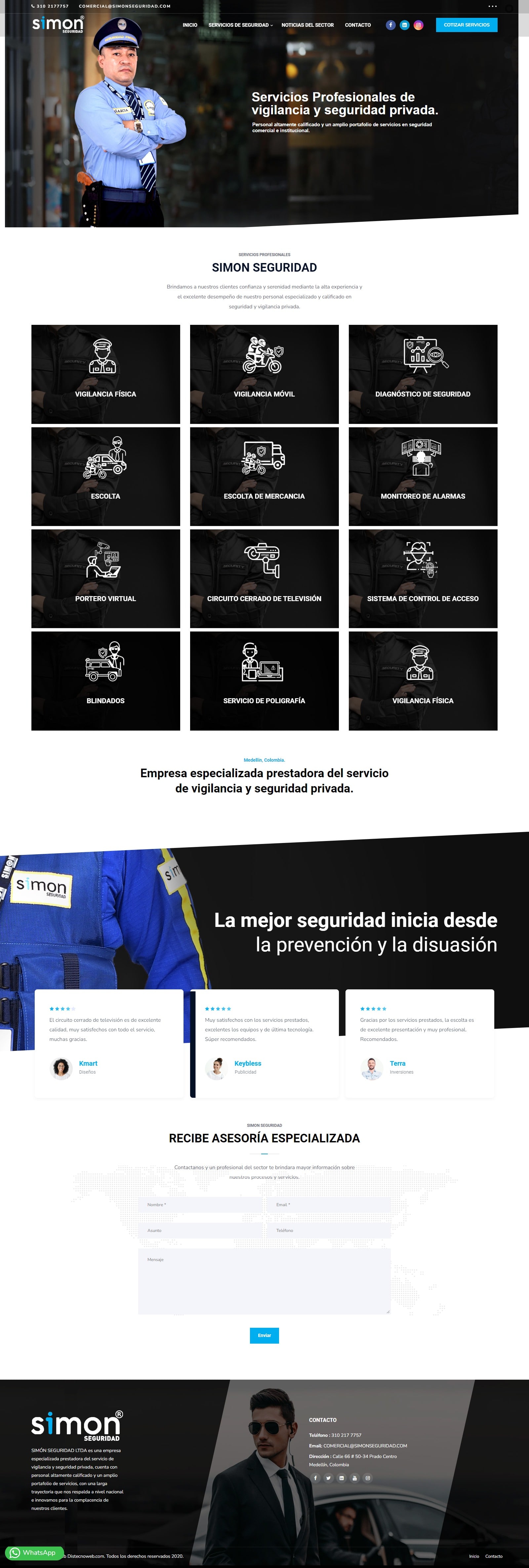 Sitio WordPress simonseguridad. portafolio WordPress Colombia