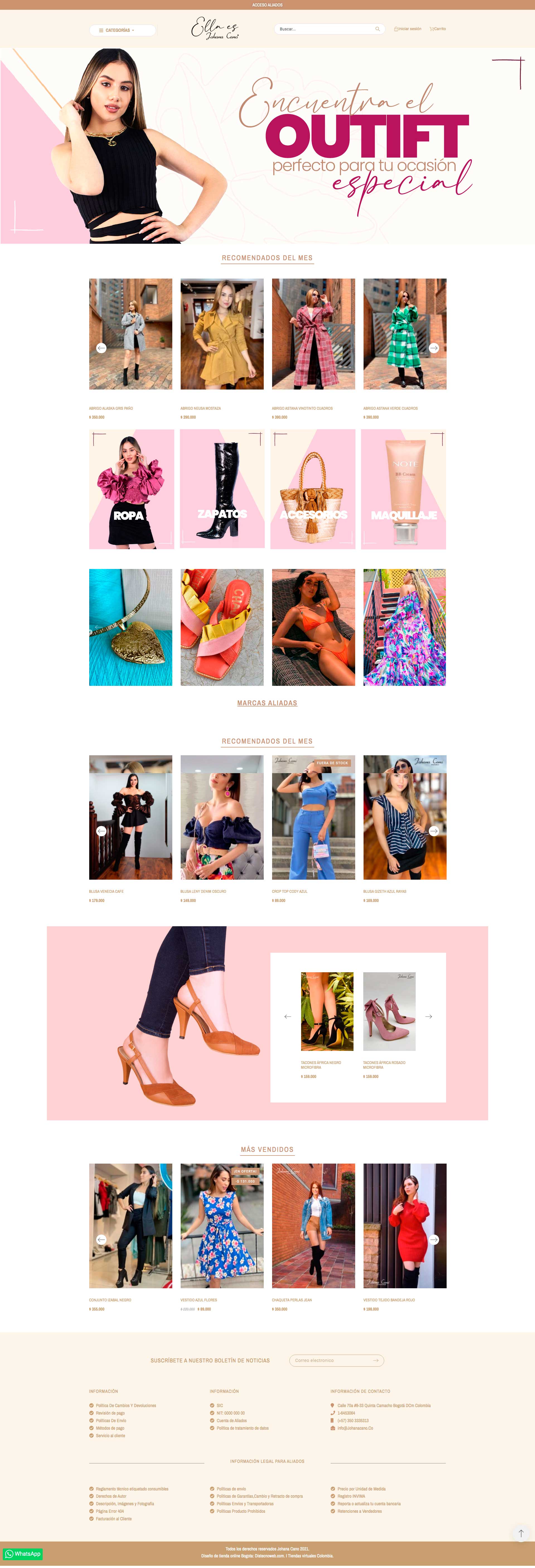 TIENDA ONLINE JOHANA CANO. Portafolio Prestashop Colombia