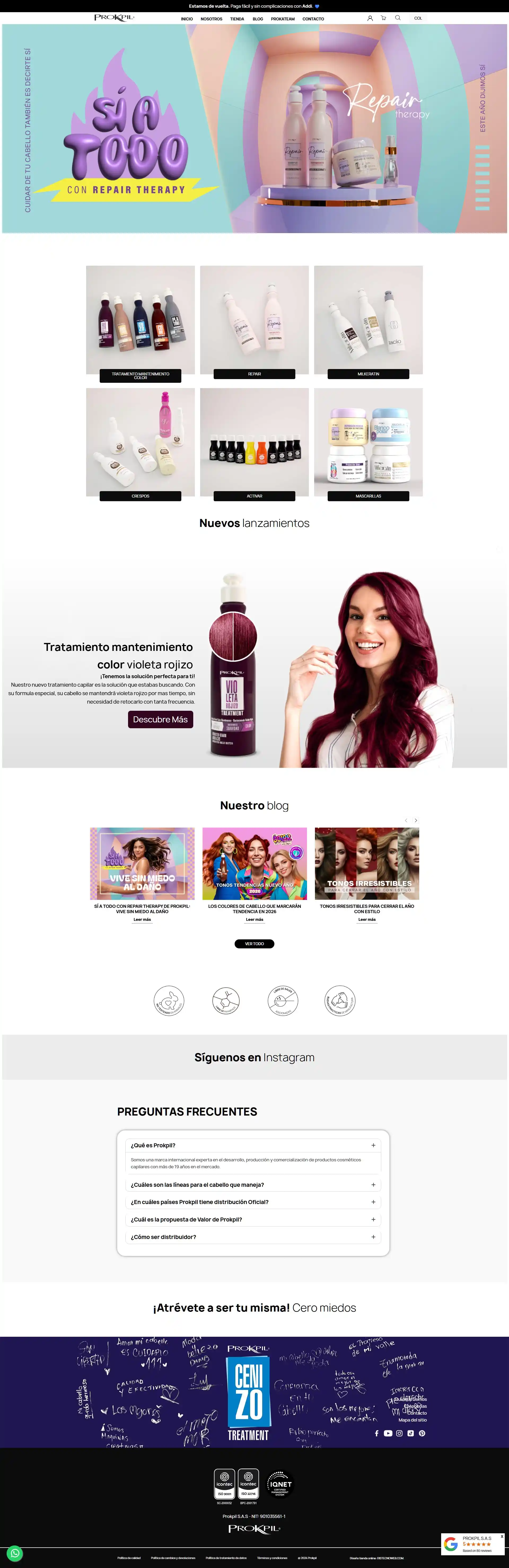 Tienda Online Prokpil. Portafolio Prestashop Colombia