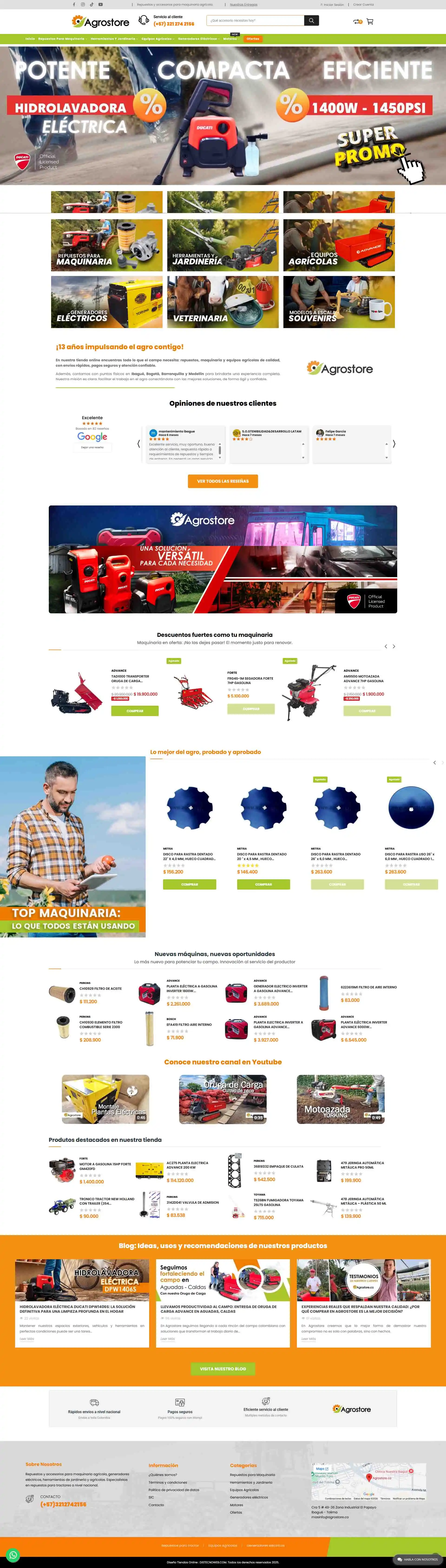 Tienda online Agrostore. Portafolio prestashop Colombia