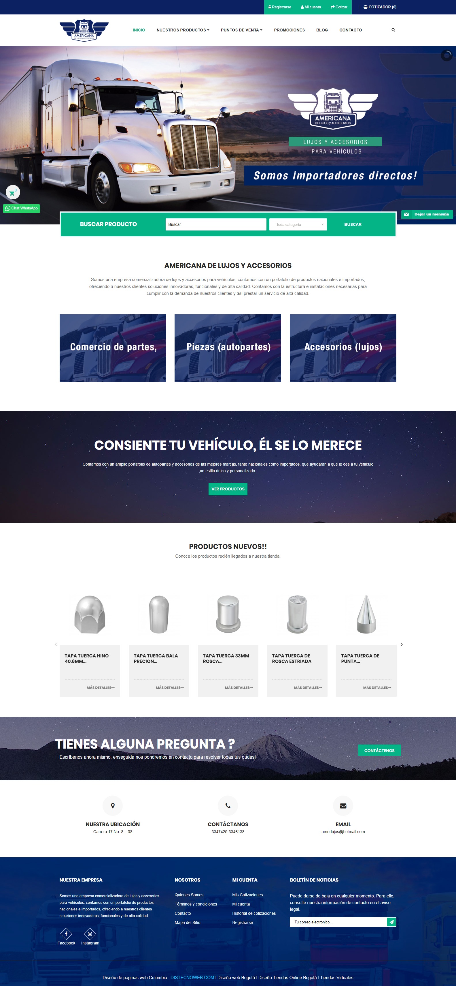 Tienda online Amerlujos. Portafolio prestashop Colombia