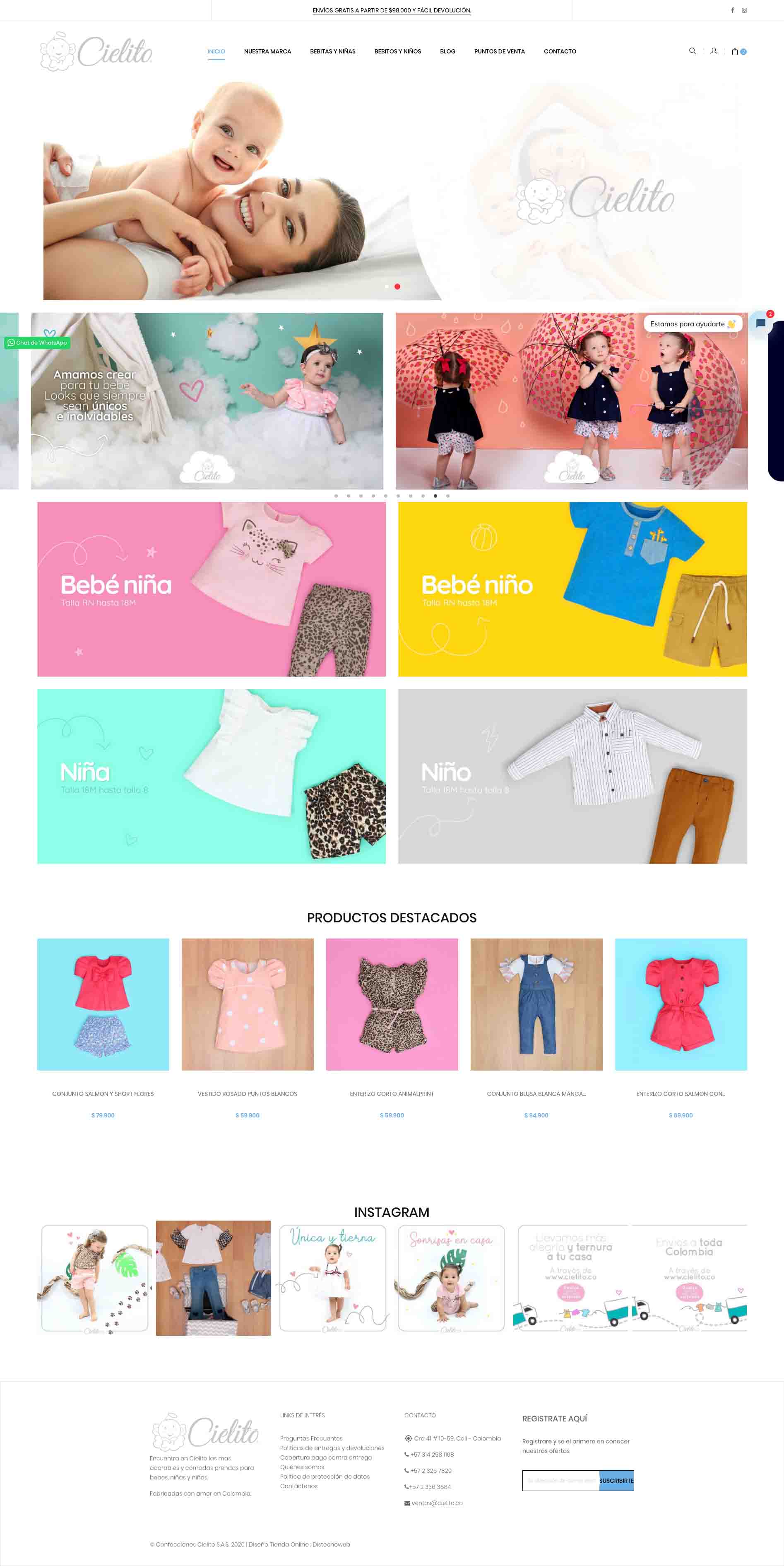 TIENDA ONLINE CIELITO. Portafolio Prestashop Colombia