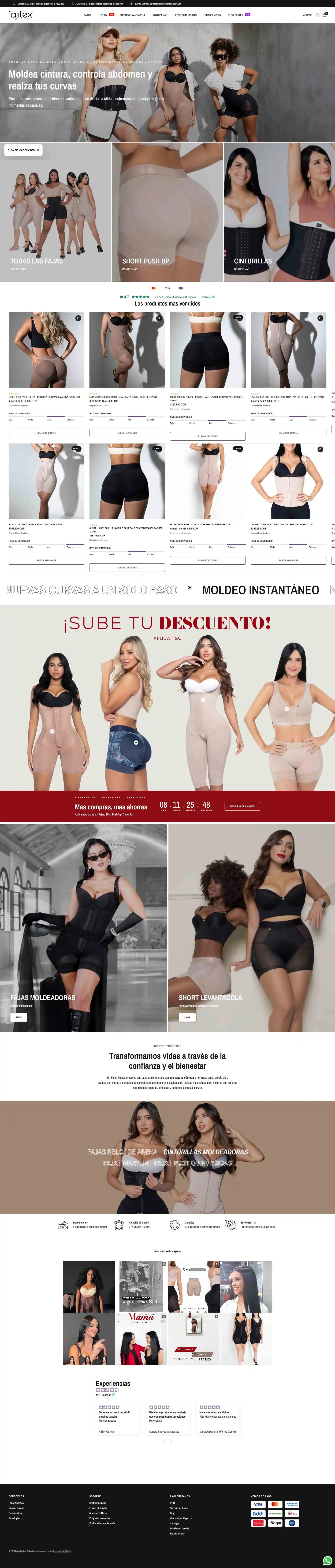 Tienda Online fajasfajitex. Portafolio Prestashop Colombia