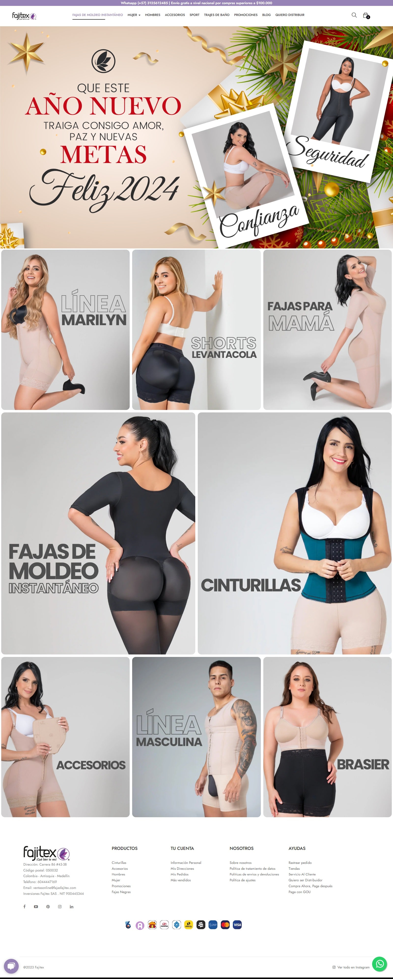 TIENDA ONLINE fajasfajitex. Portafolio Prestashop Colombia