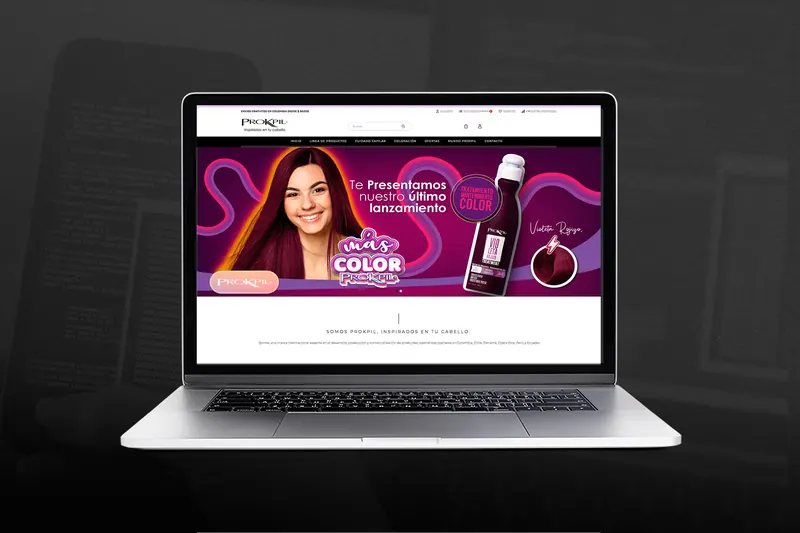 Tienda online de productos para el cabello Prokpil diseñada por Distecnoweb, vista en portátil