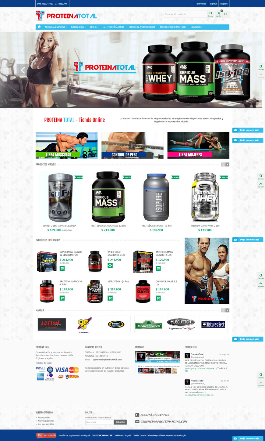 Tienda Online Proteinatotal. Portafolio Prestashop Colombia