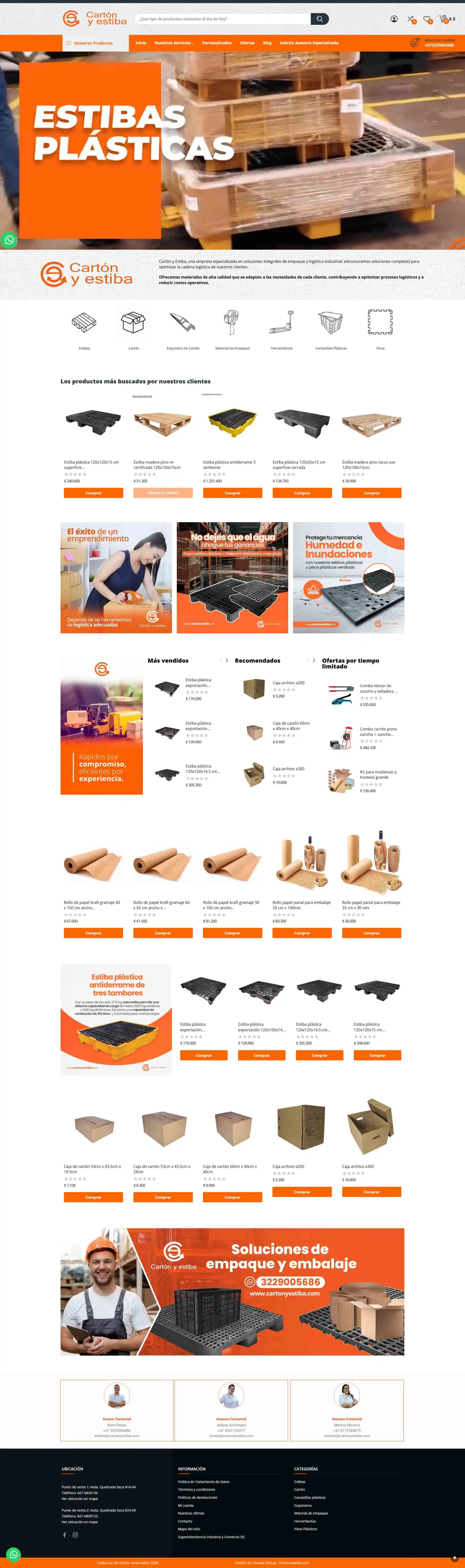 Tienda Online Cartón y Estiba. Portafolio Prestashop Colombia