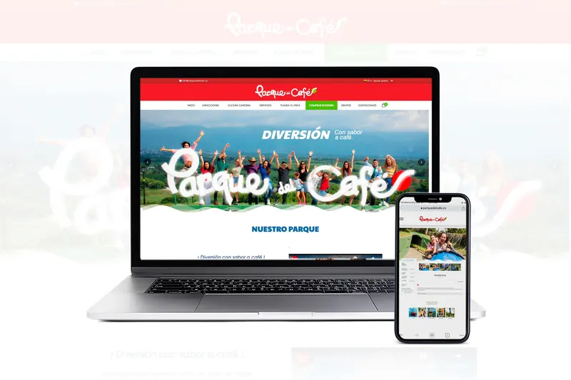 Tienda online de Parque del Café diseñada por Distecnoweb, vista en portátil y celular
