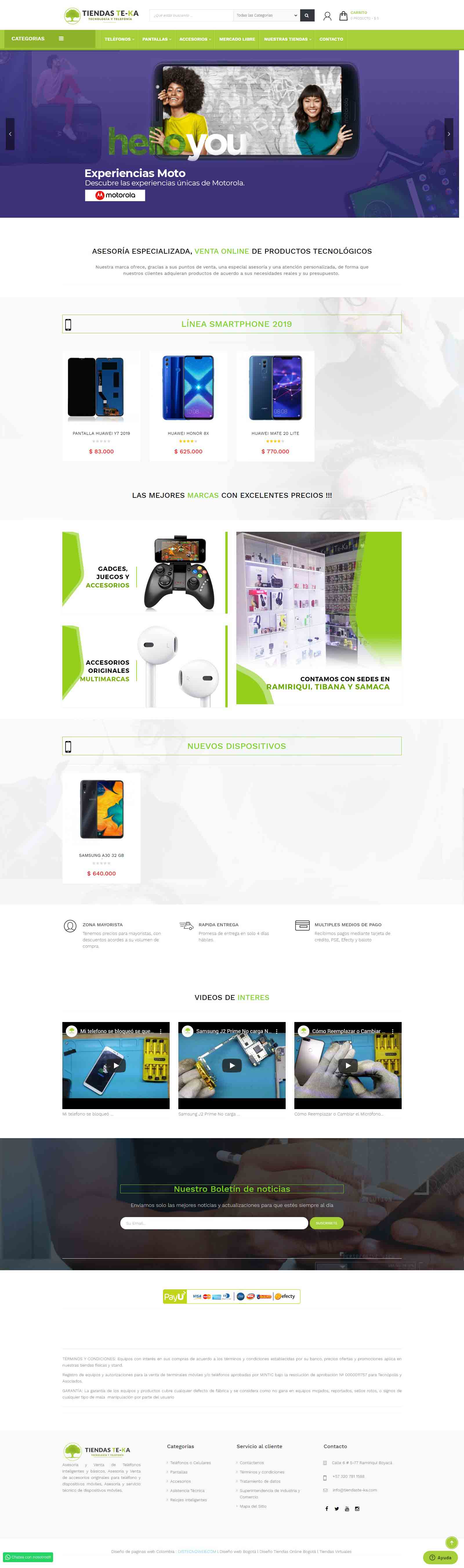 Tienda online Tiendas Te-Ka. Portafolio prestashop Colombia